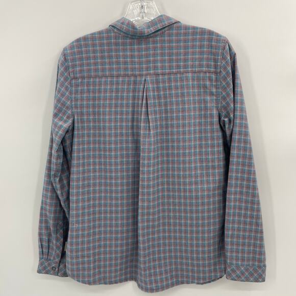 ROYAL ROBBINS Flannel Long Sleeve Shirt Size S Plaid Snap Front Grey Blue - Picture 4 of 9